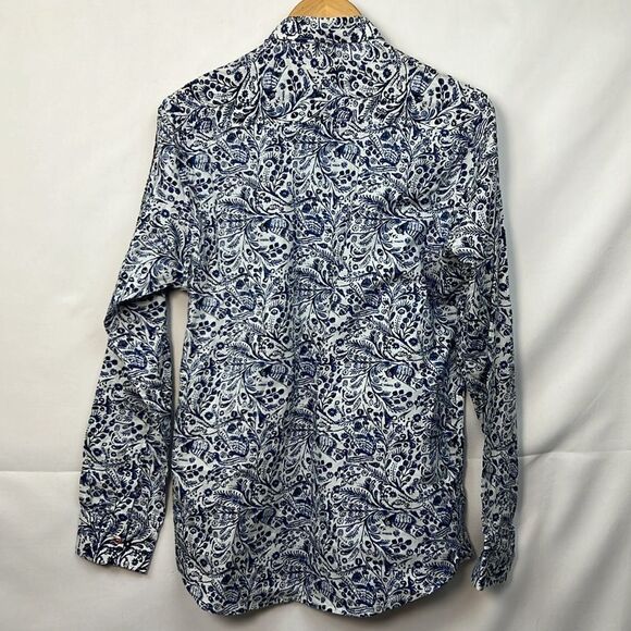 RAGA Man Blue and White Floral long sleeve button up shirt NWT size Medium - Picture 7 of 13